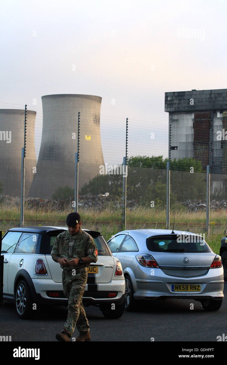 Didcot, UK. 17th July 2016. Demolition of Didcot power plants partially