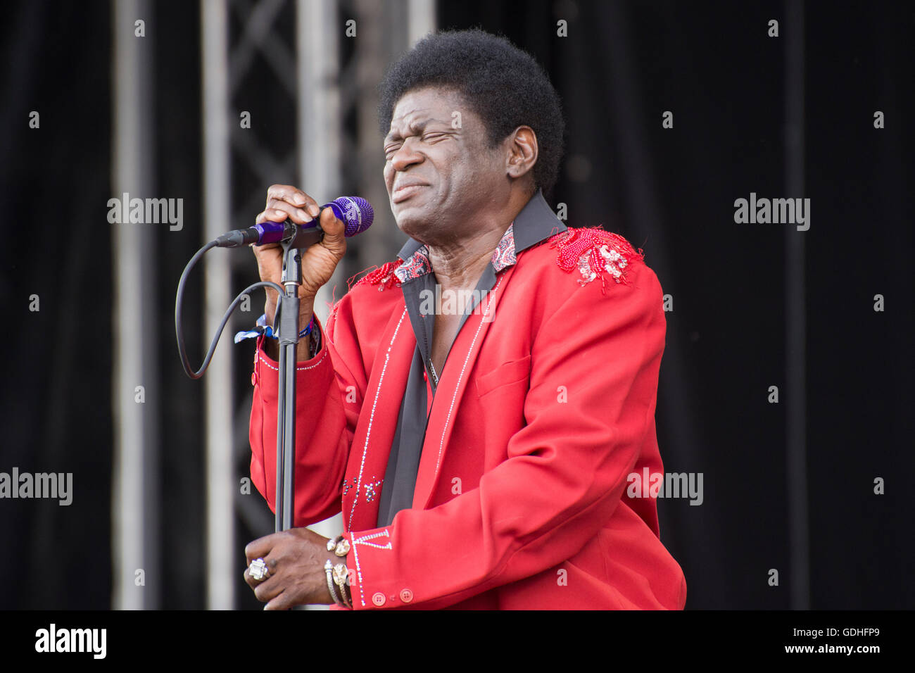 Pori, Finland. 15th July 2016. Charles Bradley & His Extraordinaries perform at the 51th Pori Jazz Festival in the Kirjurinluoto Arena. Stock Photo