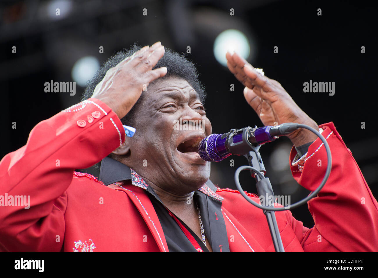 Pori, Finland. 15th July 2016. Charles Bradley & His Extraordinaries perform at the 51th Pori Jazz Festival in the Kirjurinluoto Arena. Stock Photo