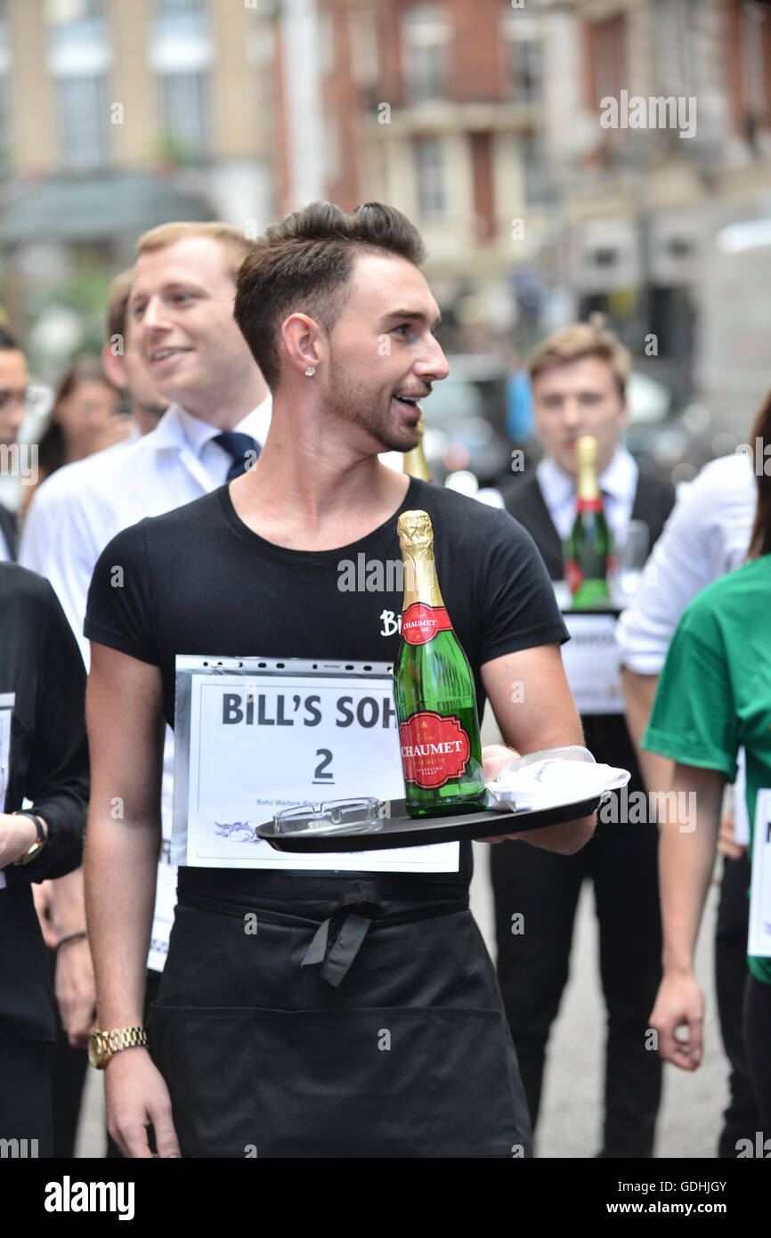 Soho, London, UK. 17th July, 2016. The traditional Soho Waiters Race