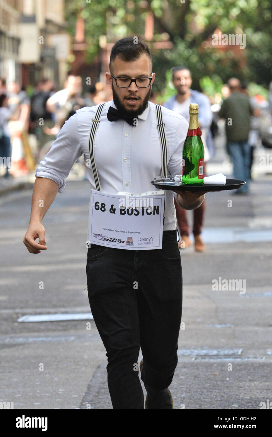 Soho, London, UK. 17th July, 2016. The traditional Soho Waiters Race