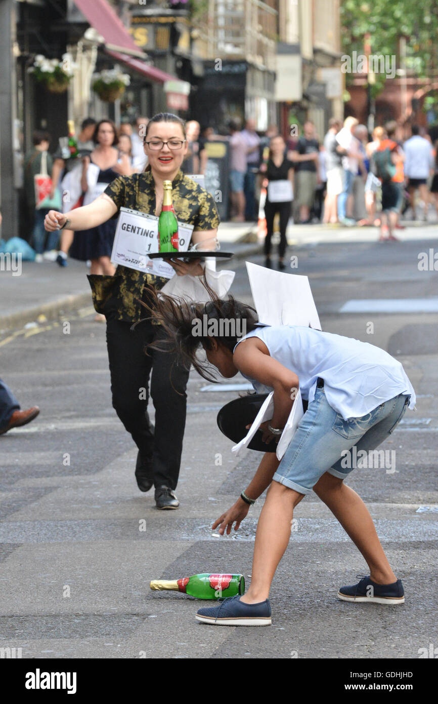 Soho, London, UK. 17th July, 2016. The traditional Soho Waiters Race