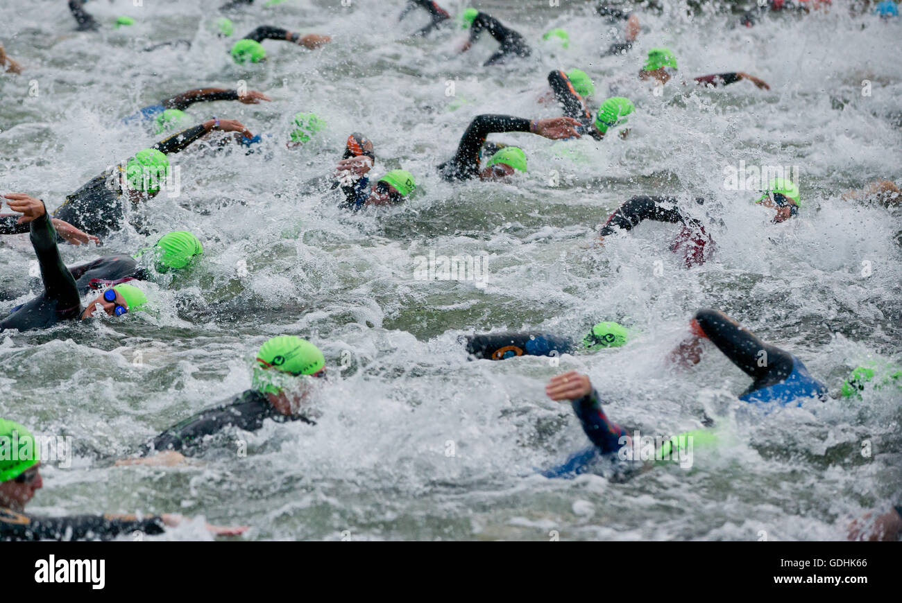 Challenge Roth Swim Triathletes competing in the Datev Challenge Roth are swimming at ...