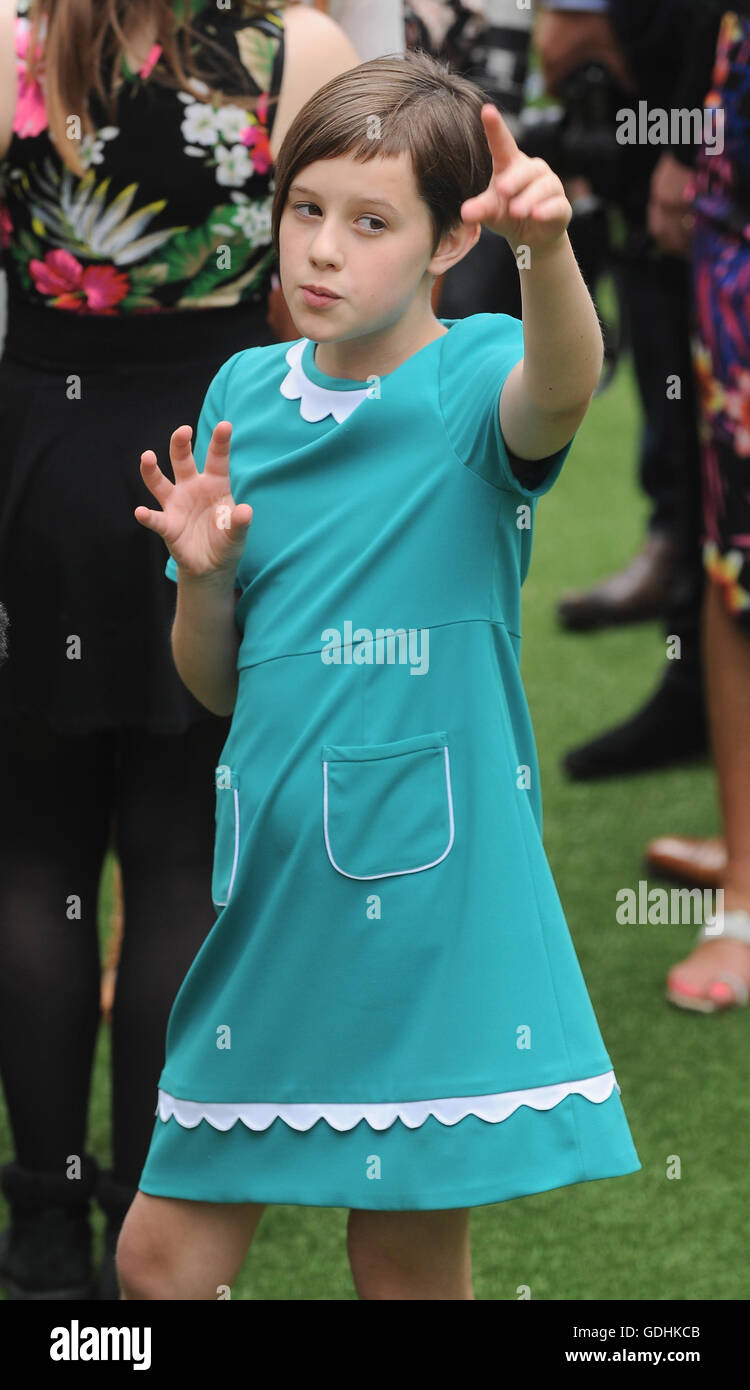 London, UK. 17th July, 2016. Ruby Barnhill attends the UK Premiere of 'The BFG' at Odeon Leciester Square. Credit:  Ferdaus Shamim/ZUMA Wire/Alamy Live News Stock Photo