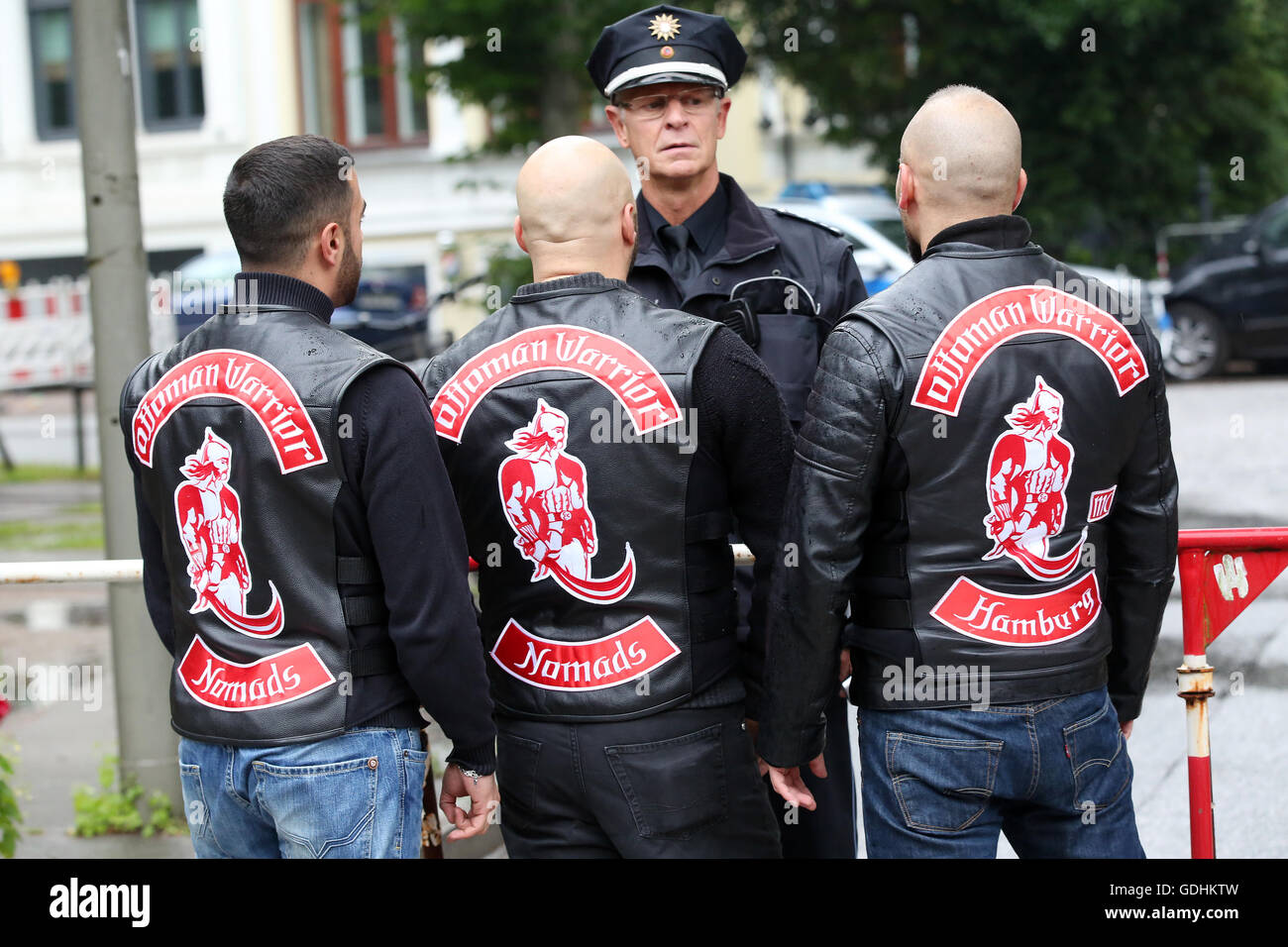 Hamburg, Germany. 16th July, 2016. People wearing jackets with the ...