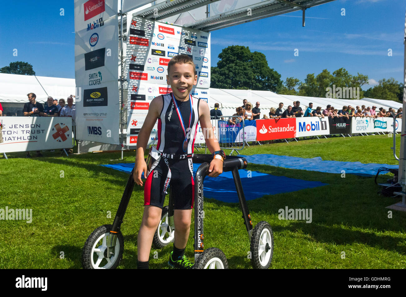 Derby, UK.17th July 2016. BBC Sports Personality of the Year, Bailey Matthews, hosts the Be More Bailey Triathlon, as part of the 2016 Jenson Button Trust Triathlon at Markeaton park, Derby. © Paul Warburton/Alamy Live News Stock Photo