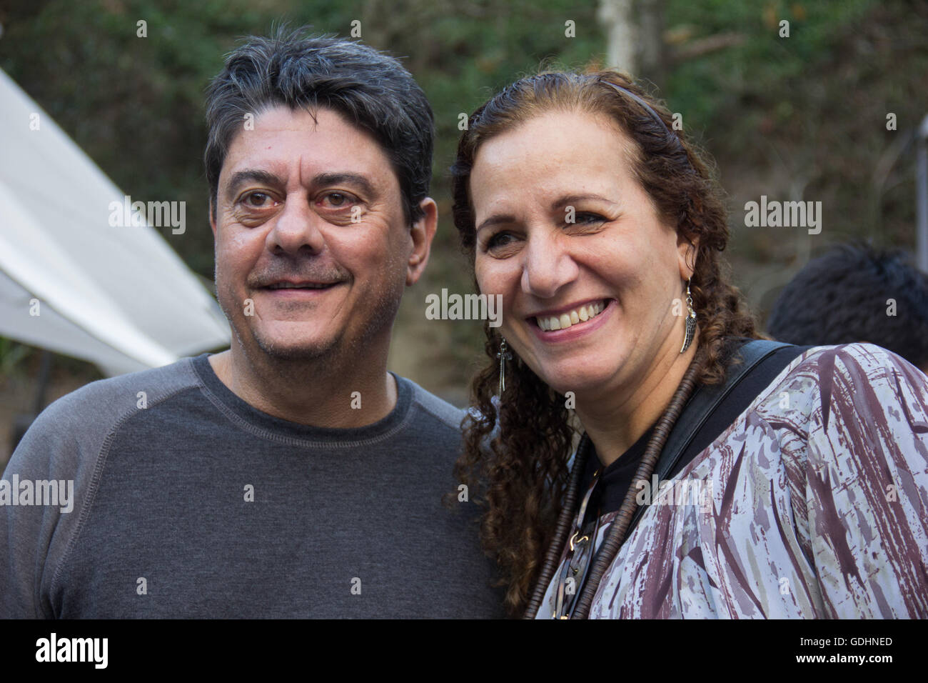 Wadih Damous, federal deputy for the PT-RJ, and Jandira Feghali, federal deputy for PCdoB-RJ, part act in Girl from Ipanema Park opposite the government of Michel Temer and favorable to the return of Dilma Rousseff. The act is part of activists Squat Minc and has artistic performances. Stock Photo