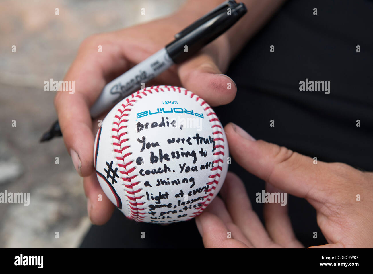 Teammate signs baseball to remember 11yrold Brodie Copeland, killed