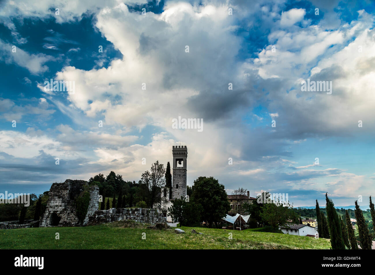 A ruined Italian castle in a spring day Stock Photo - Alamy