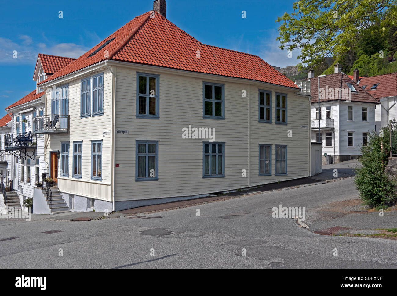 Bergen, Bryggen, Old Town, Wood House, Sandviken, Hordaland, Norway, Stock Photo