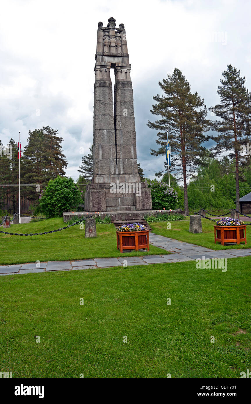 Morokulien Border between Norway and Sweden, Memorial Stock Photo