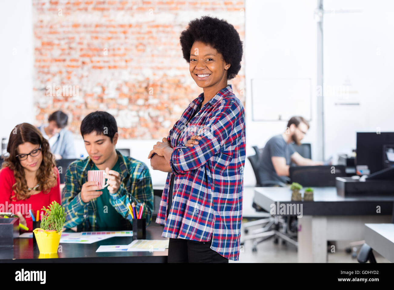 African american woman smile business people colleagues working Stock ...