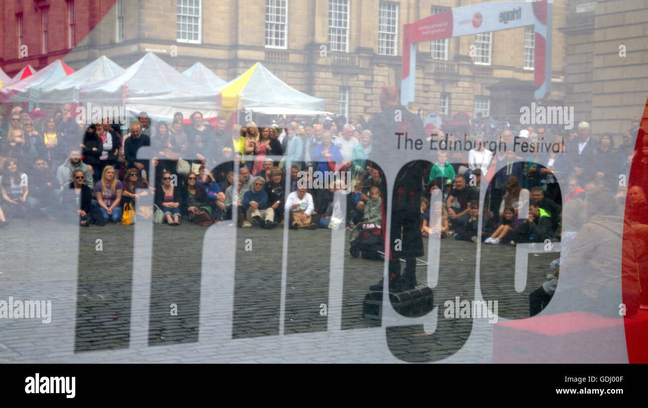 Scenes and performers from the Edinburgh Festival Fringe Virgin  sponsored street festival 2015 Edinburgh, Scotland, UK Stock Photo