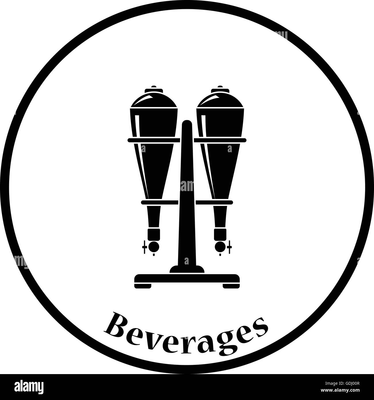 Soda siphon equipment icon. Thin circle design. Vector illustration. Stock Vector