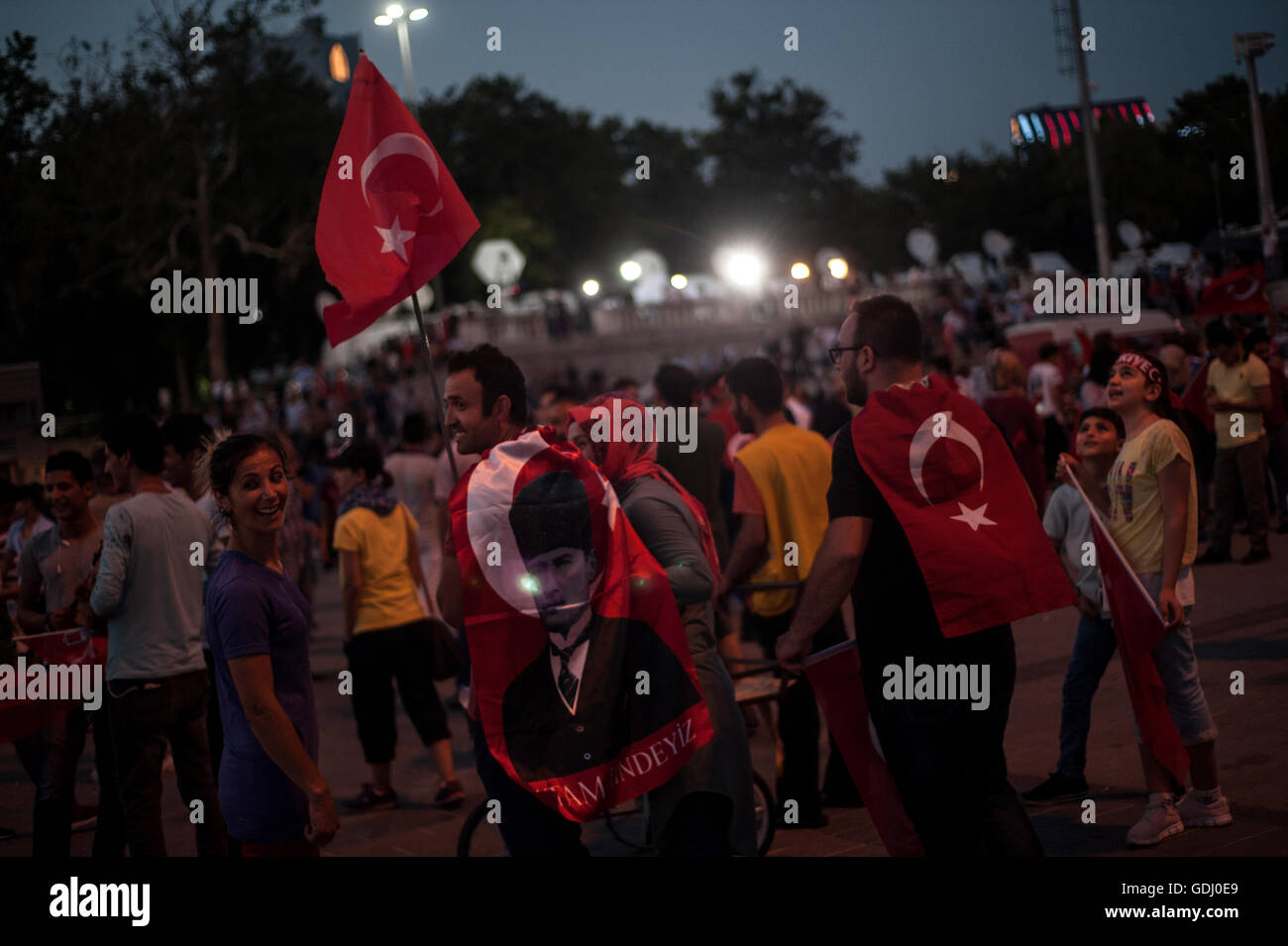 Pro Atatürk supporter at rally to celebrate failed coup attempt Istanbul Turkey Stock Photo