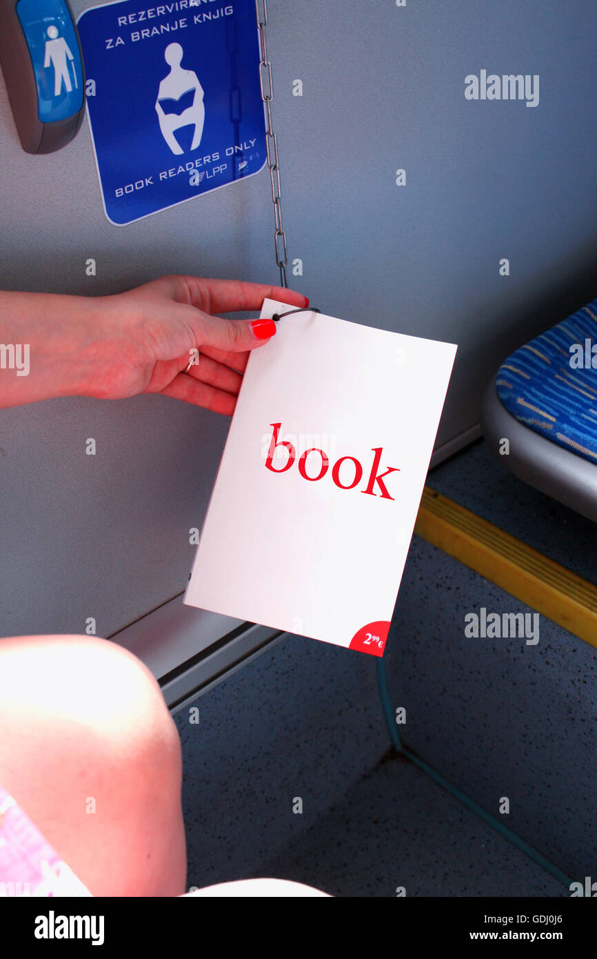 Book for reading in train bus Stock Photo - Alamy