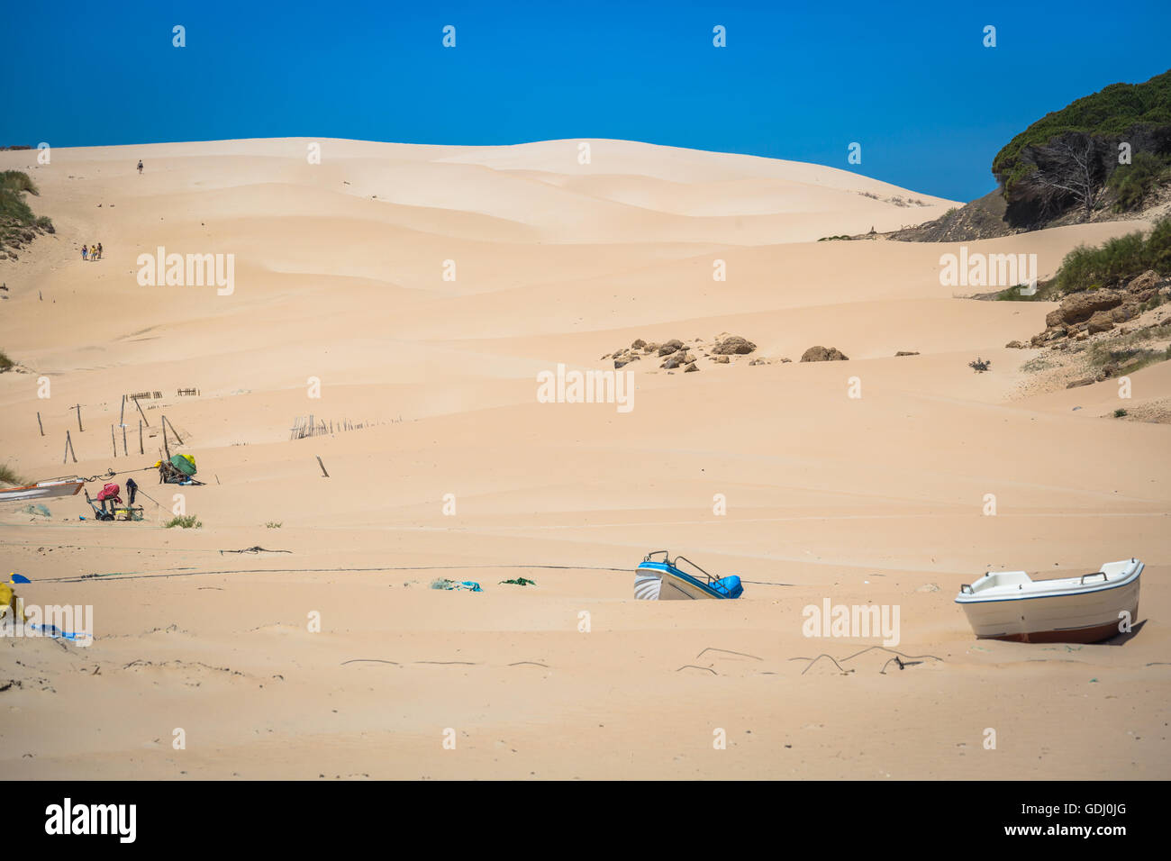 Sand dune of Bolonia beach, province Cadiz, Andalucia, Spain Stock Photo