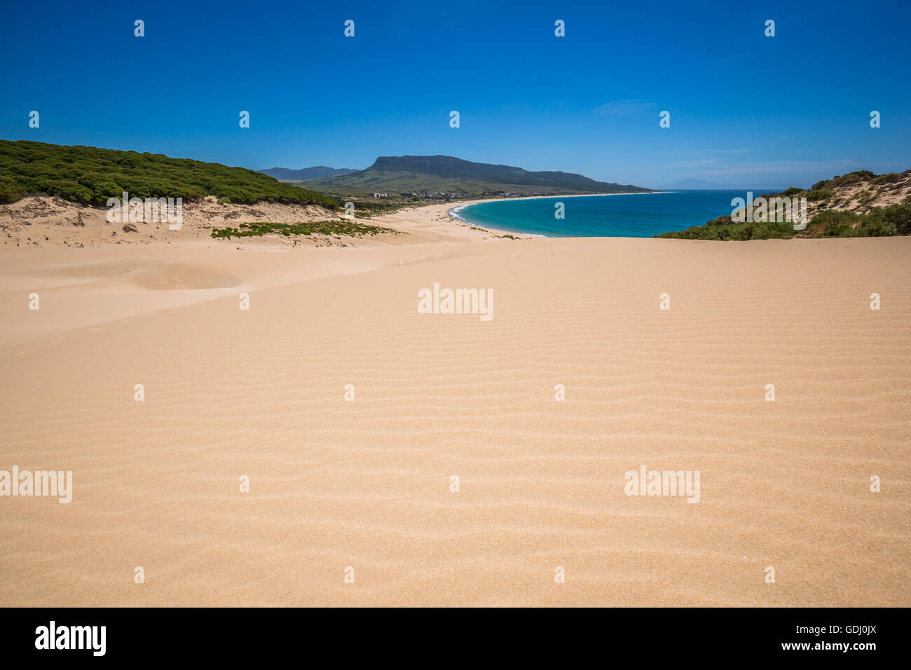 Sand dune of Bolonia beach, province Cadiz, Andalucia, Spain Stock Photo