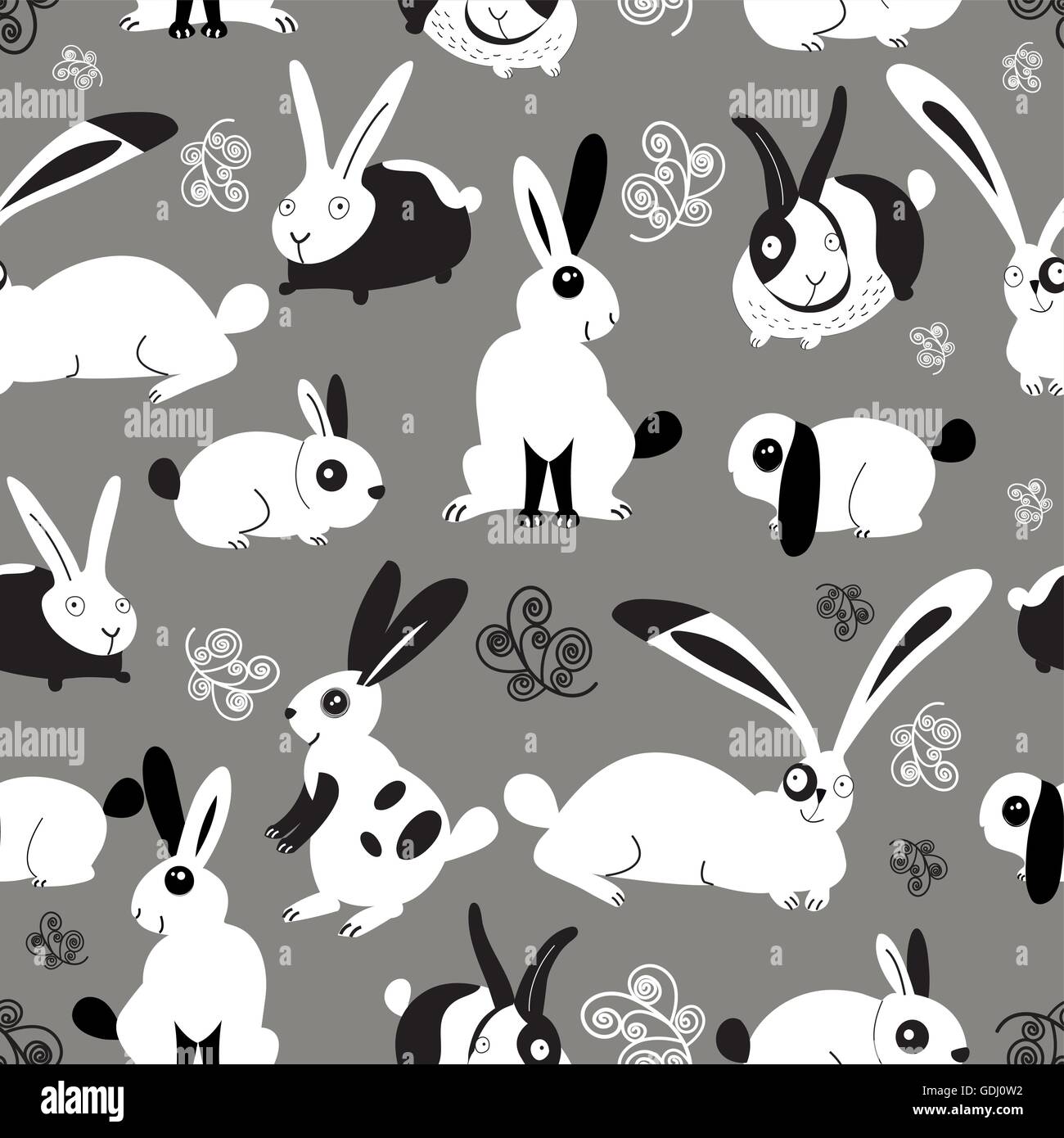 Beautiful vector illustration pattern of rabbits Stock Vector