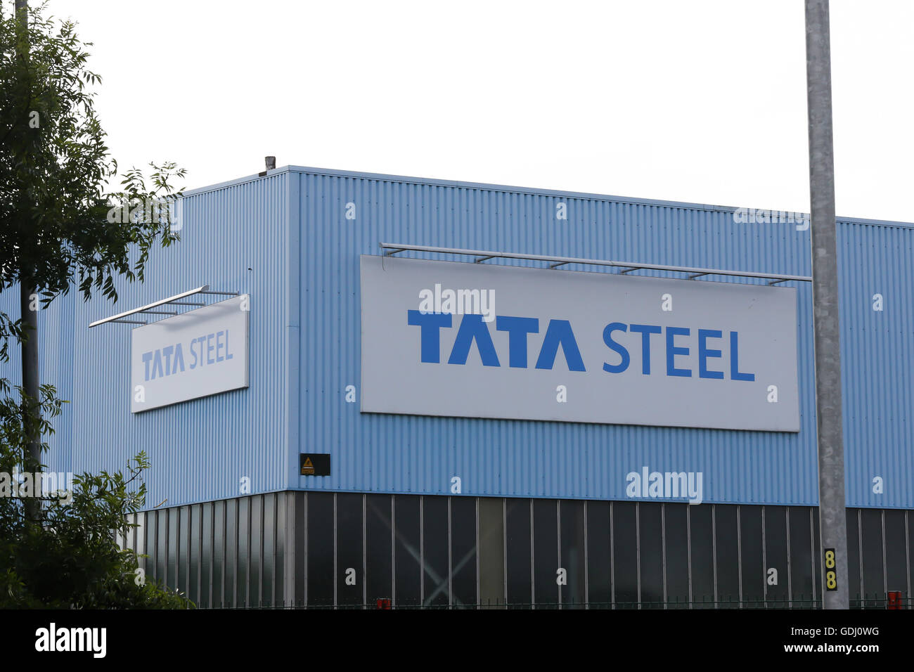 Tata Steel works sign logo Stock Photo - Alamy