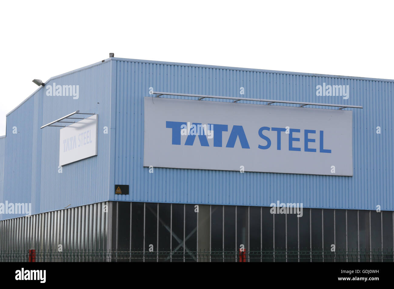 Tata Steel works sign logo Stock Photo - Alamy