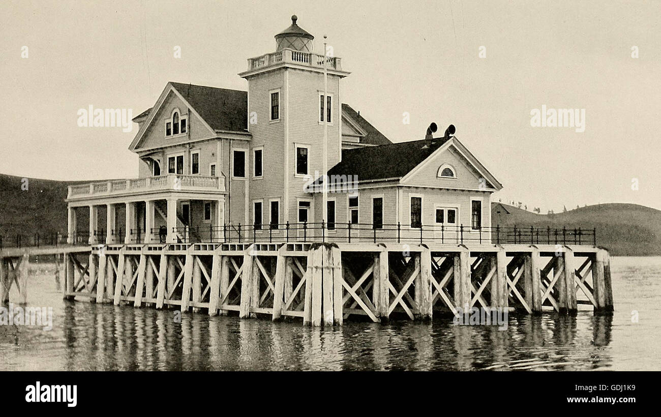 The Carquinez Strait Lighthouse, circa 1910 Stock Photo
