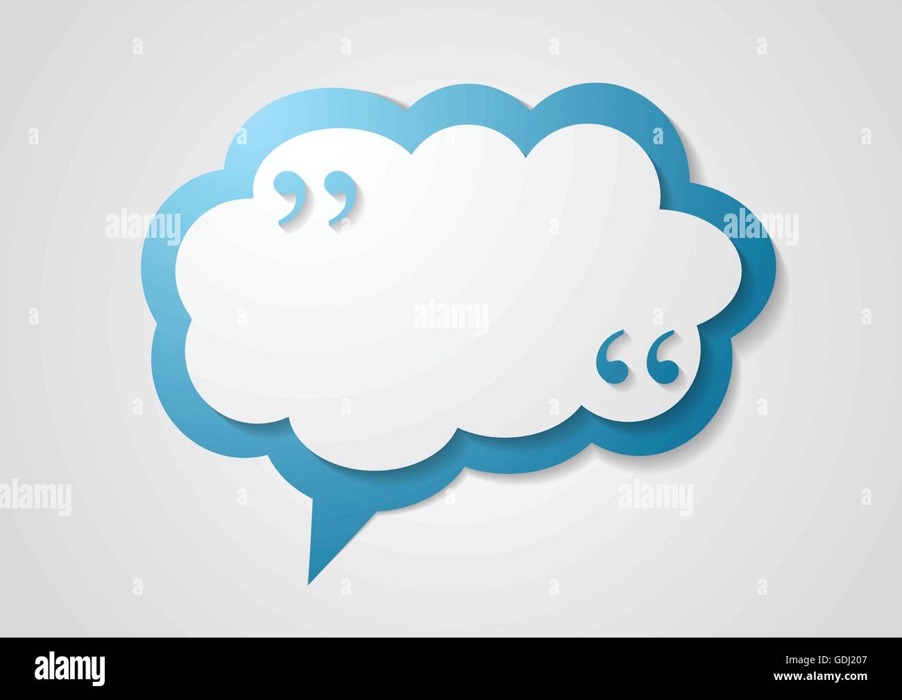 Blue cloud speech bubble with commas, quote abstract background. Vector ...