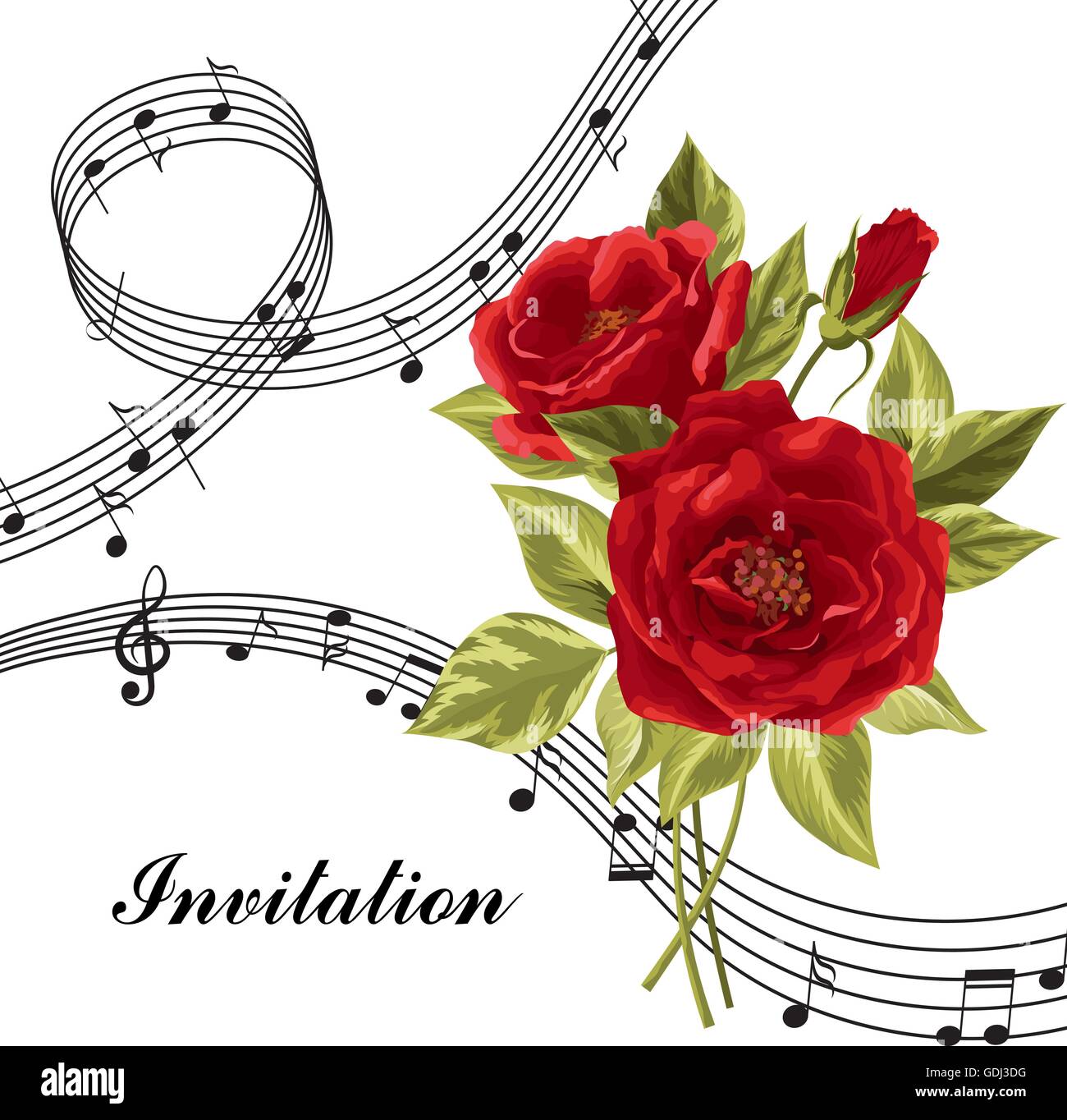 Red roses with music notes Stock Vector Image & Art Alamy