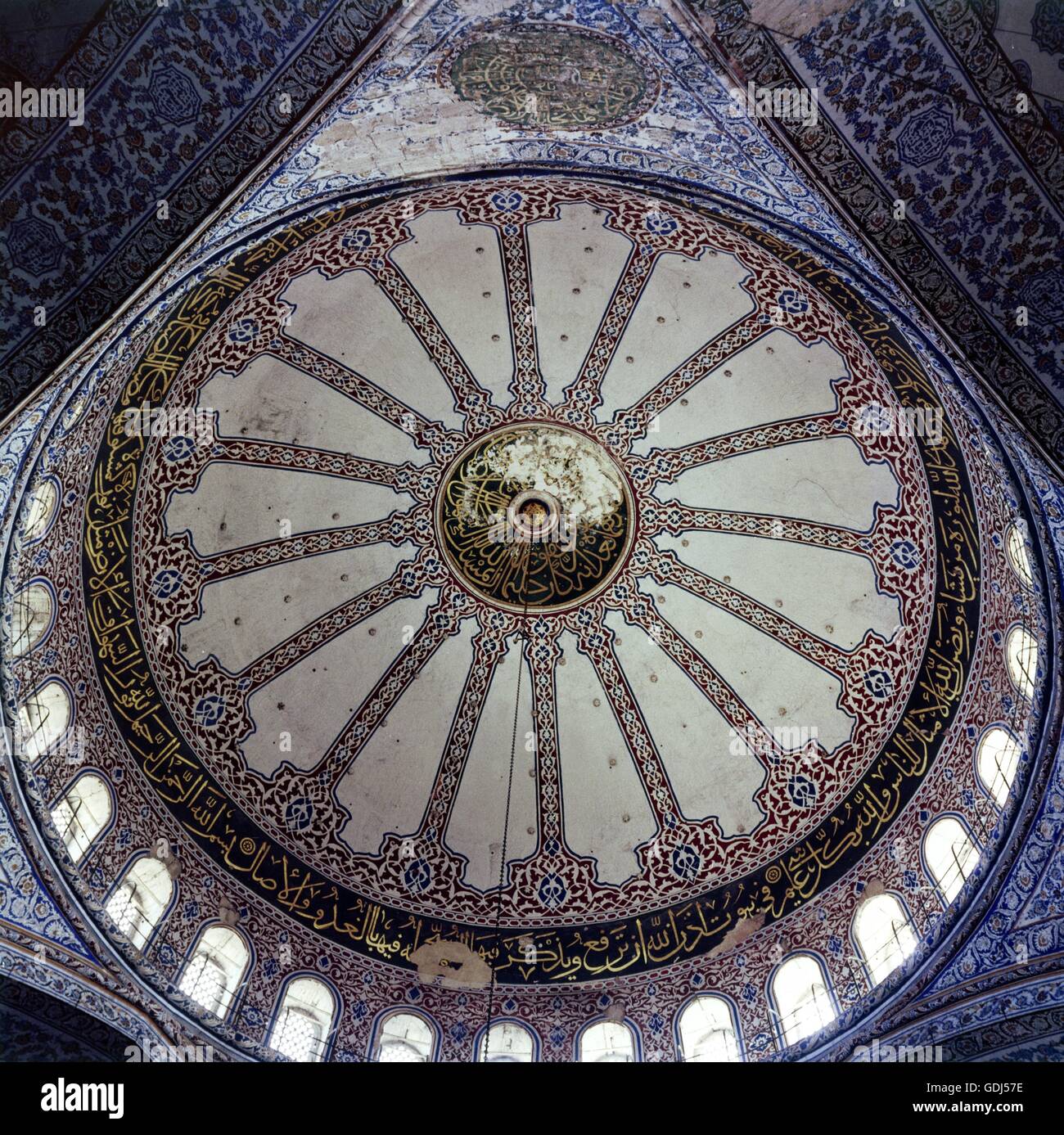 geography/travel, Turkey, Istanbul, buildings, Sultan Ahmed Mosque, interior view, main dome, built by Mehmet Aga, 1609 - 1616, Stock Photo