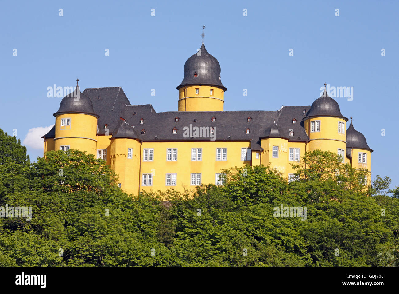 geography / travel, Germany, Rhineland Palatinate, Montabaur, castles, castle, built: 17th century, in 10th century by Duke Hermann von Schwaben as Humbach Castle, exterior view, Additional-Rights-Clearance-Info-Not-Available Stock Photo