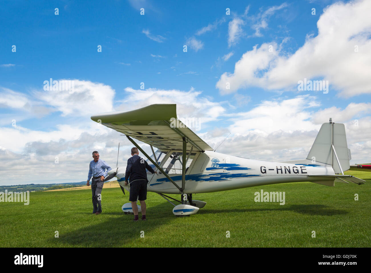 Light aircraft at Compton Abbas airfield, Dorset in July Stock Photo