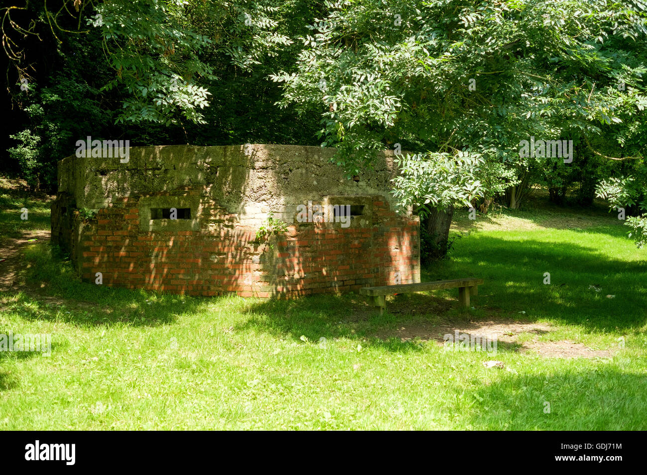 WW2 Bunker besides River Mole just outside village of Brockham, Surrey, UK Stock Photo