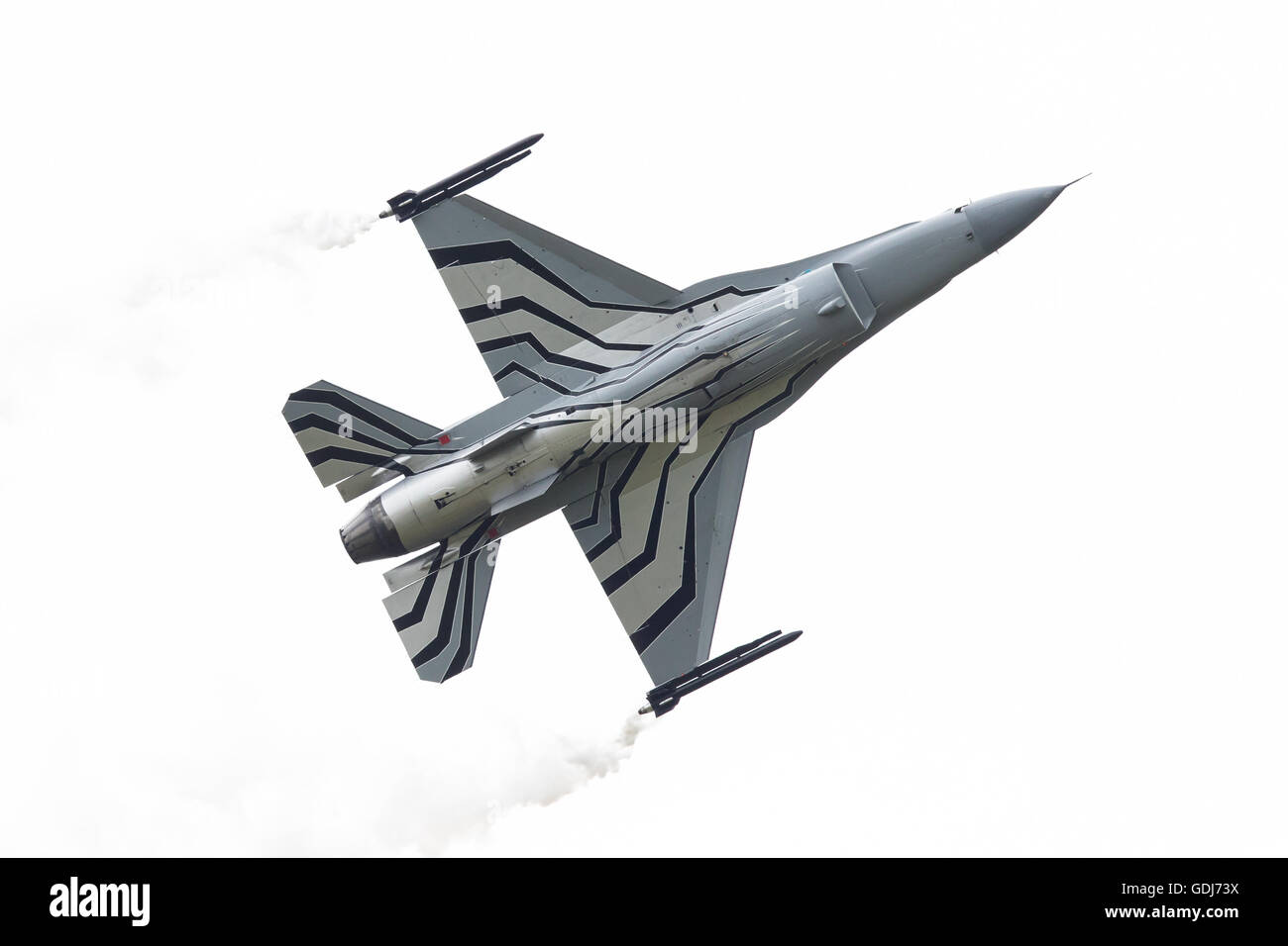 LEEUWARDEN, THE NETHERLANDS-JUNE 10, 2016: Belgium - Air Force General Dynamics F-16 AM at the Dutch Airshow on June 10, 2016 at Stock Photo