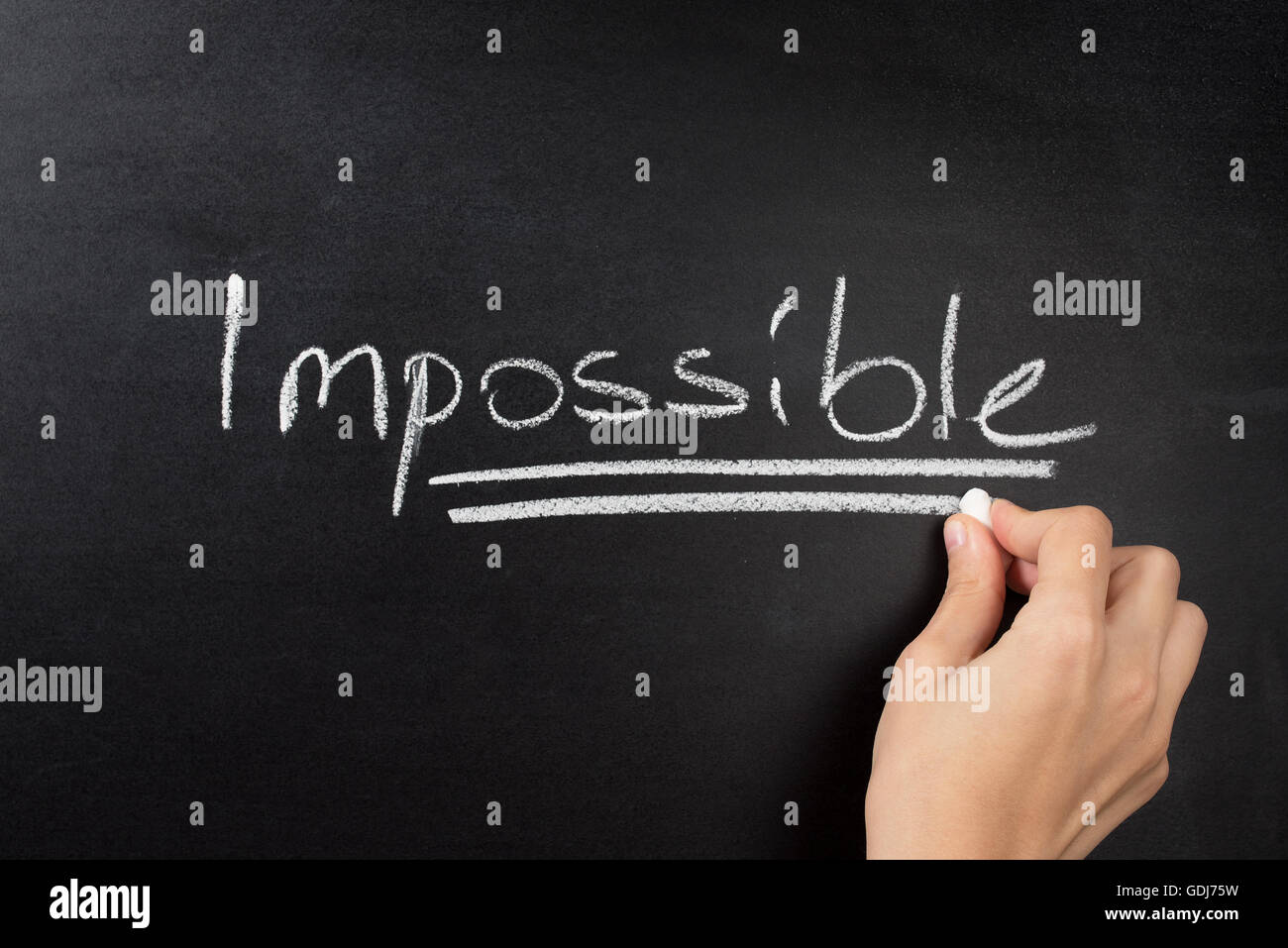 impossible text on blackboard Stock Photo