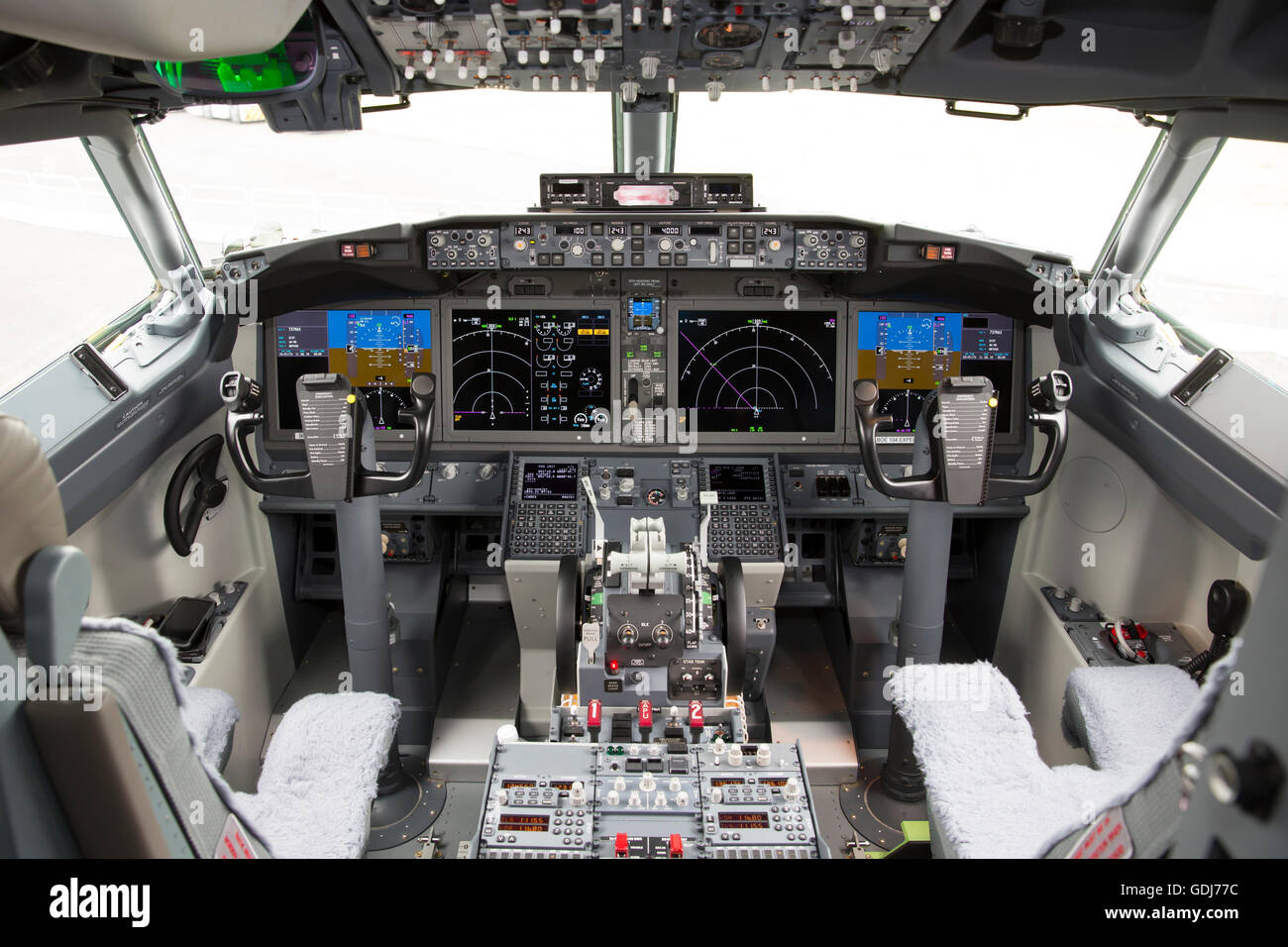 Flight deck of the new Boeing 737 Max. Stock Photo