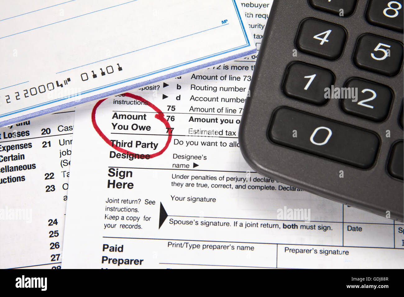 Amount you owe taxes hires stock photography and images Alamy