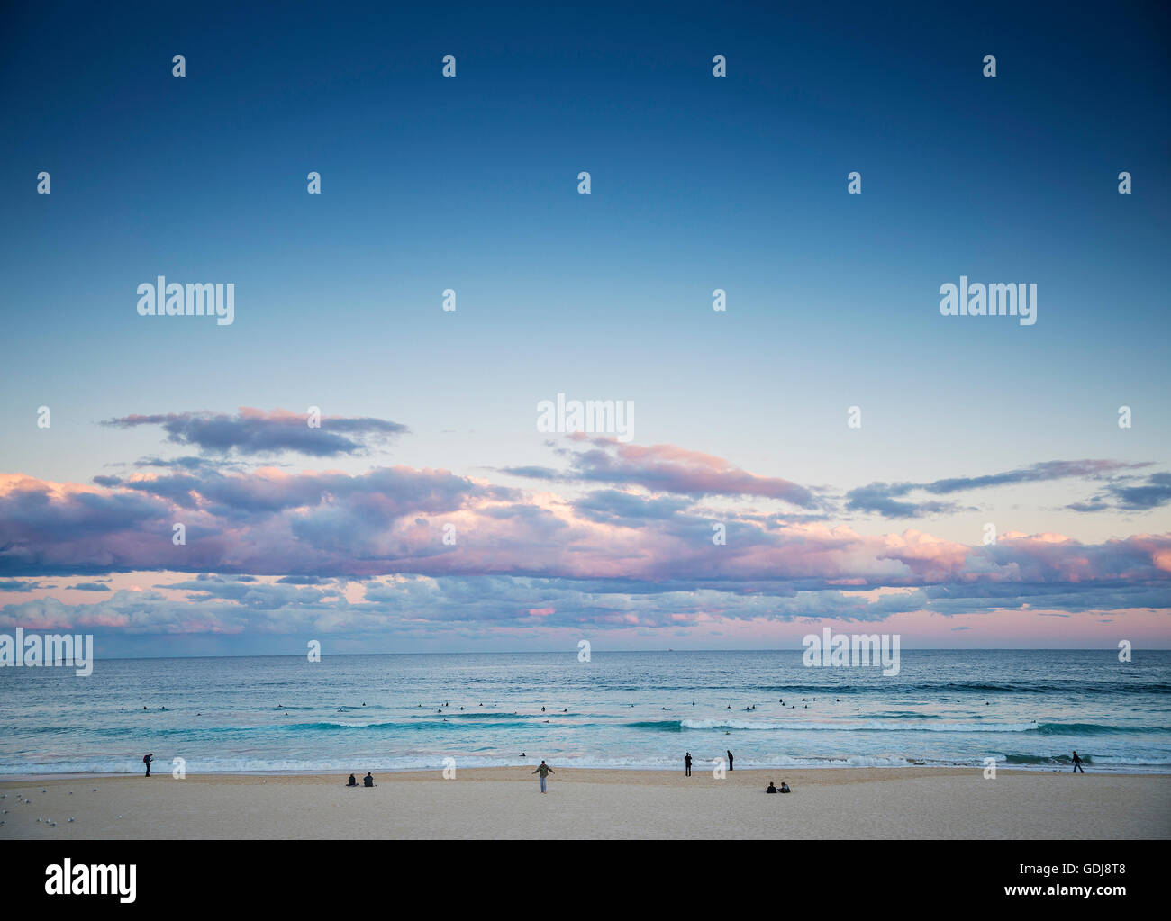 famous bondi beach view at sunset dusk near sydney australia Stock Photo