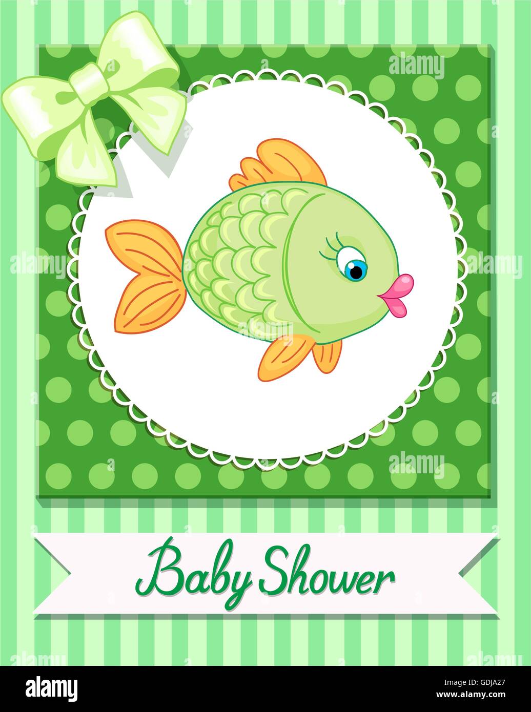 Cute Baby Fish Card Draw Vector Stock Vector Art Illustration
