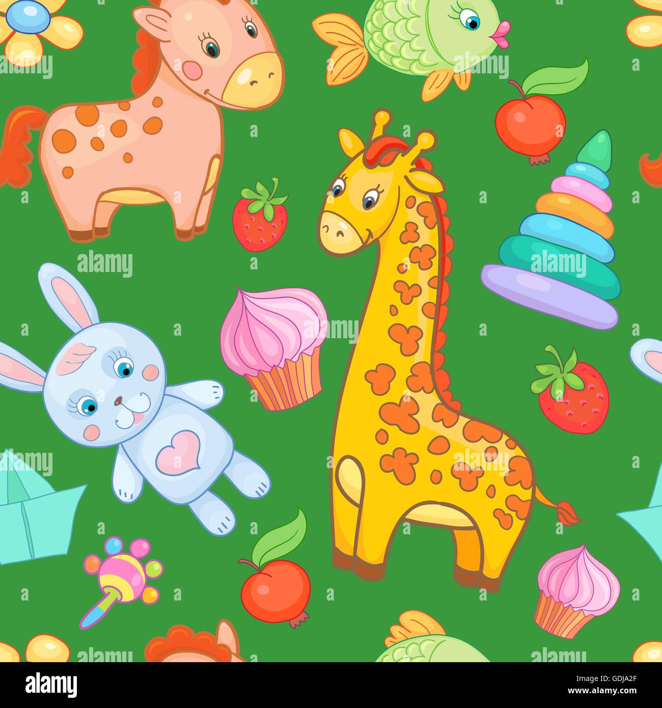 Baby toys seamless pattern vector animal background Stock Vector Image ...