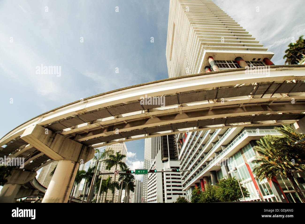 Miami-Dade Transit Metrorail in Downtown Miami Stock Photo