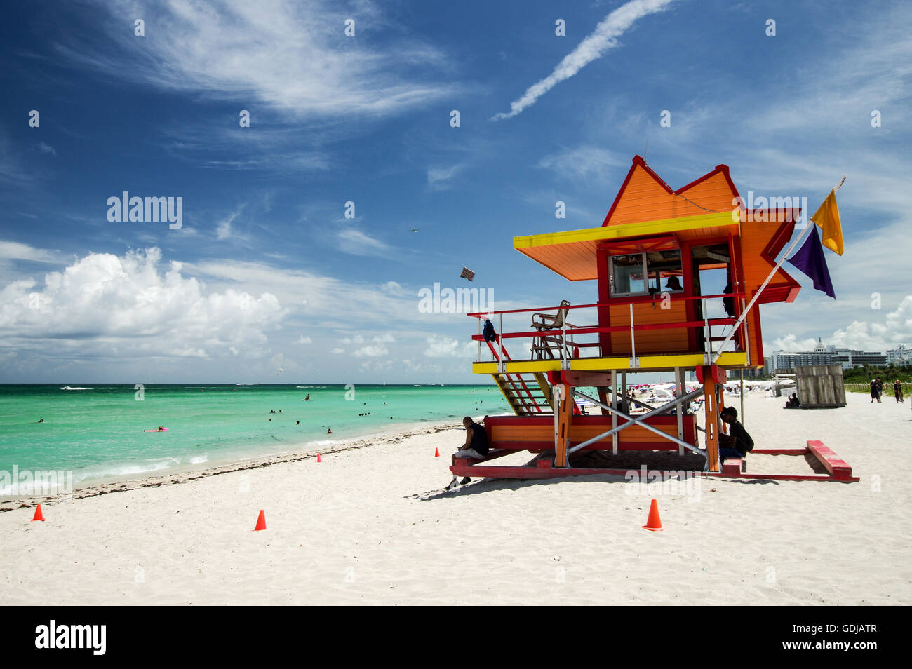 Lifeguard stand on South Beach, 24th Street designed by William Lane - Miami, Florida Stock Photo