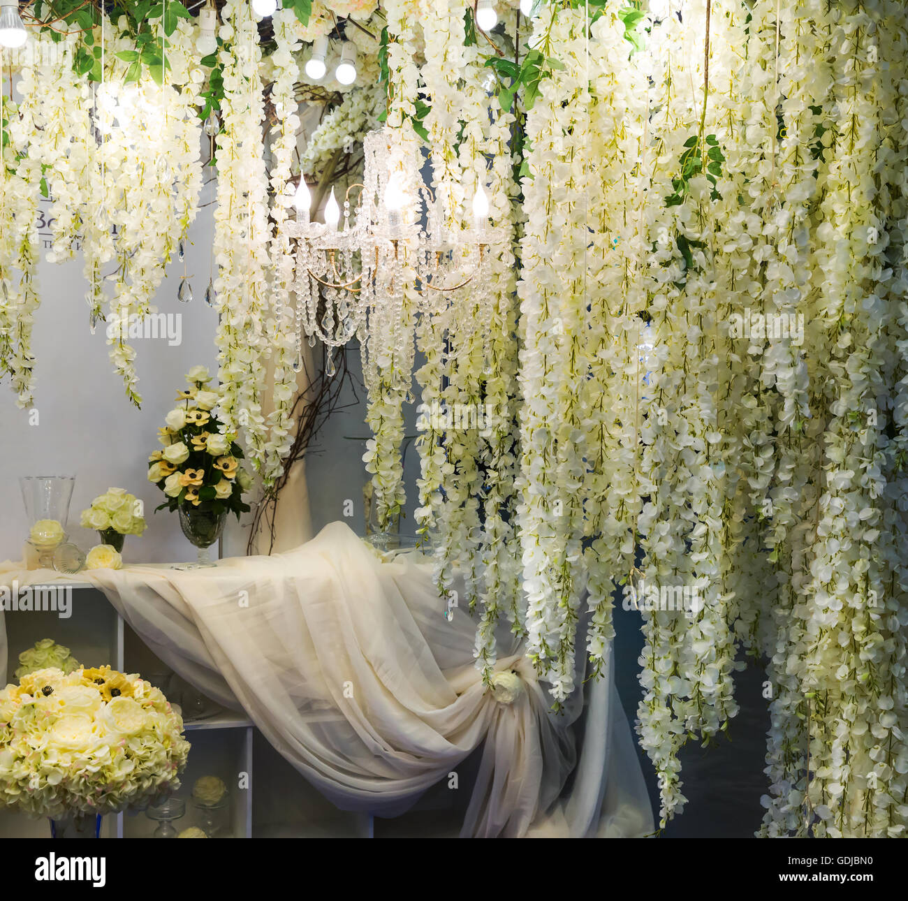 Hall decorated with flowers Stock Photo - Alamy