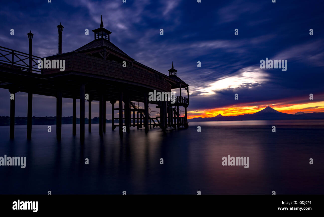 Muelle de la ciudad de Frutillar, Region de los lagos, Chile. Stock Photo