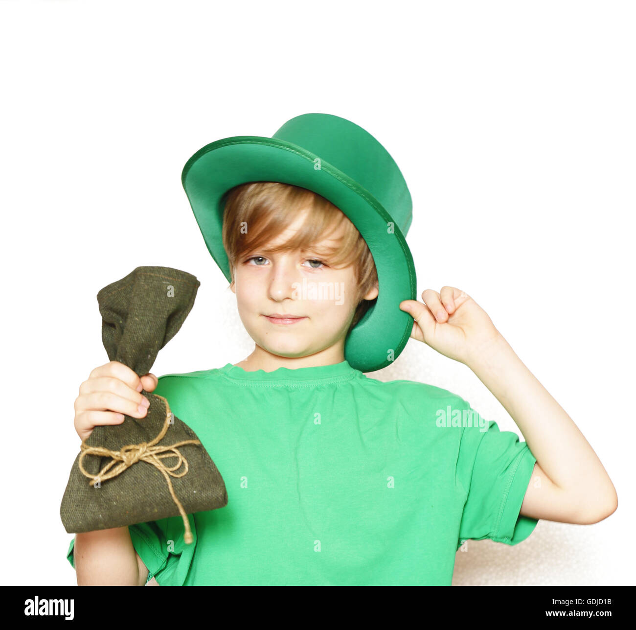 cute young boy in a green hat holiday St.Patrick Stock Photo Alamy