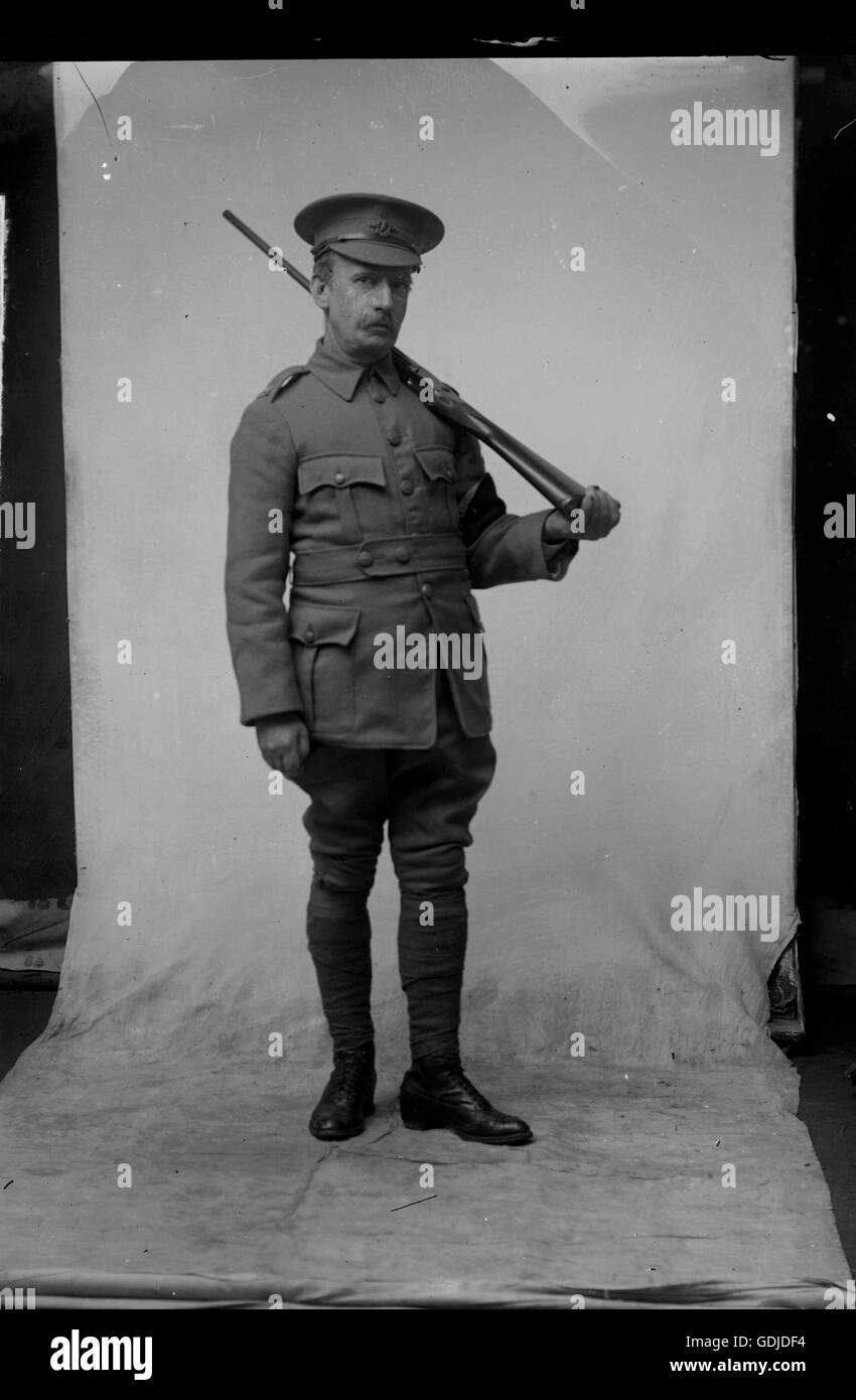 Soldier poses - possibly Yeomanry Cavalry armed with a Martini Enfield, c1912  Photograph by Tony Henshaw Stock Photo