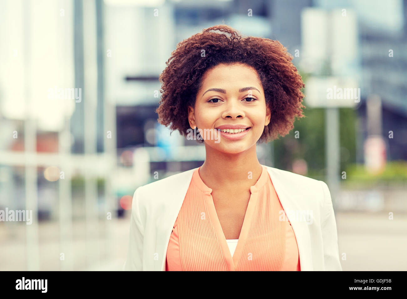 happy young african american businesswoman in city Stock Photo - Alamy