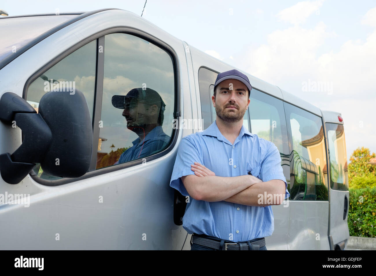 Express courier delivering a box Stock Photo Alamy