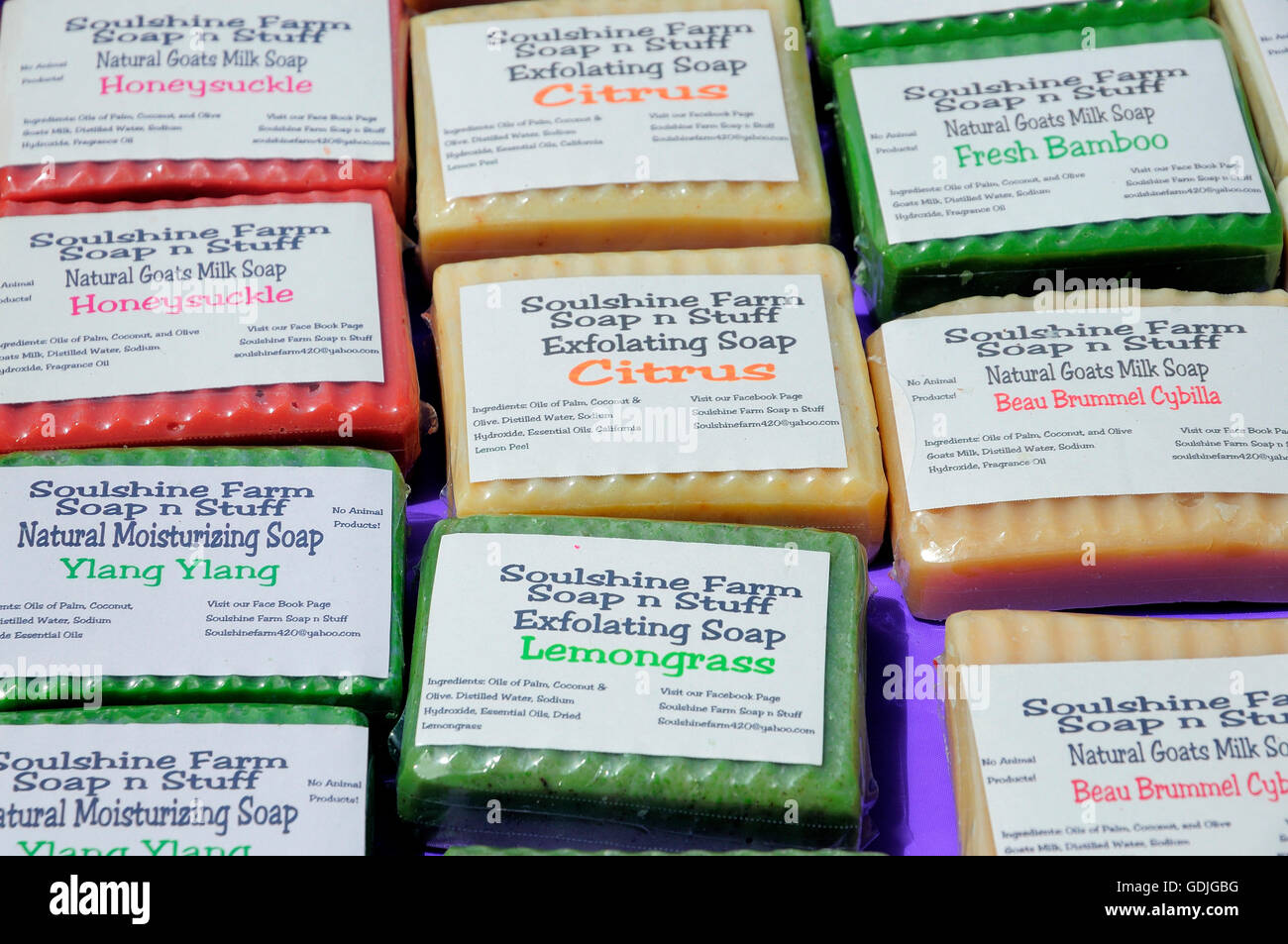 Homemade soaps on sale at local art festival Stock Photo Alamy