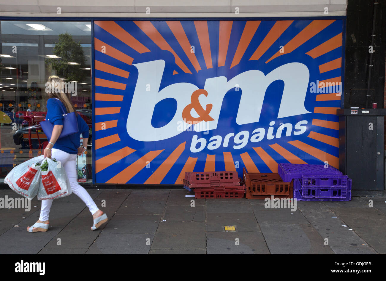 B&M, B&M European Retail Value store originally know as Billington & Mayman, situated in Romford, Essex, England, UK Stock Photo