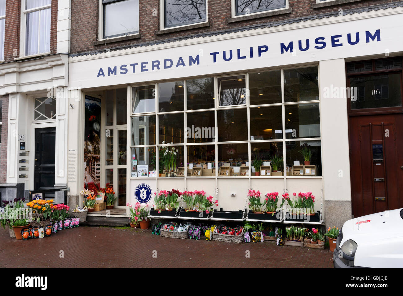 The exterior of the Tulip Museum in Amsterdam, Holland, Netherlands